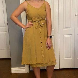 Mustard yellow midi dress
